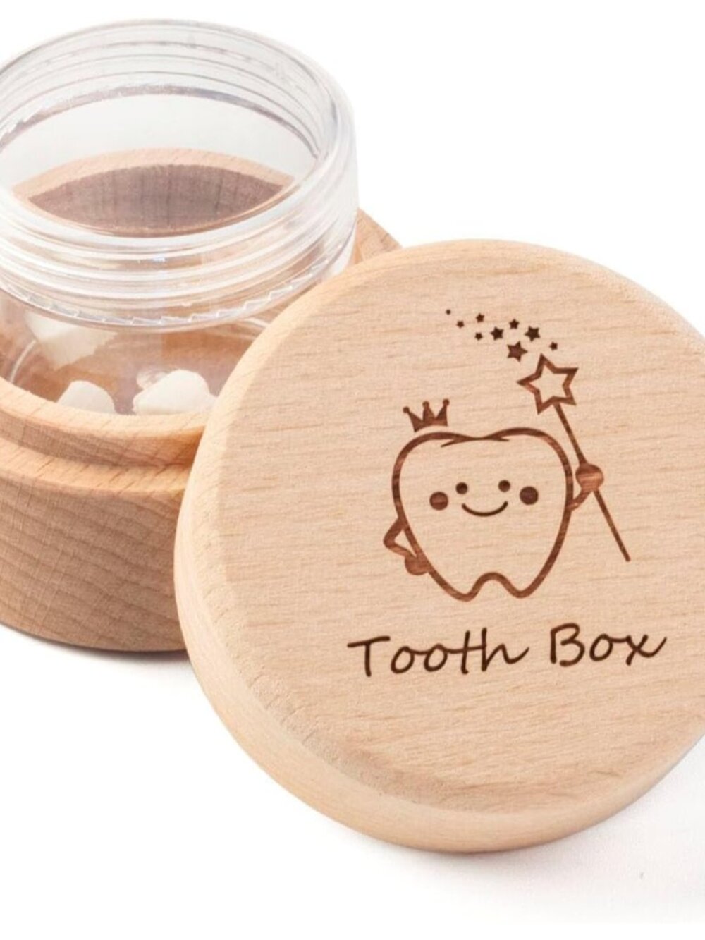 Tooth Fairy Box for Girls and Boys Wooden Cute Tooth Box with Transparent acryli